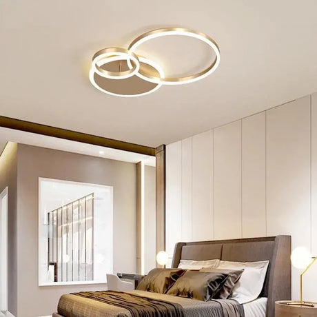 Lustra Led Cu Telecomanda Rilia, 2 Cercuri, Lumina Rece/Calda/Neutra, Dimabila - vivimall.ro