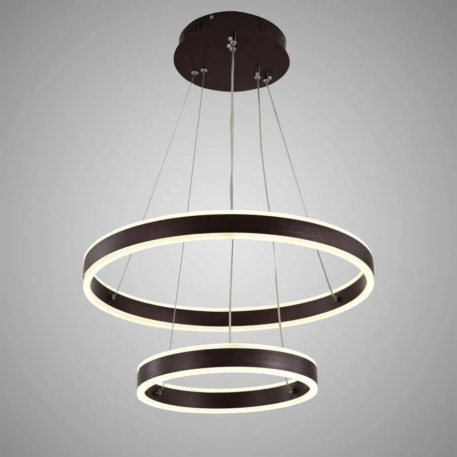 Lustra Led Suspendata Cu Telecomanda Olathe, 2 Cercuri, Lumina Rece/Calda/Neutra, Dimabila - vivimall.ro