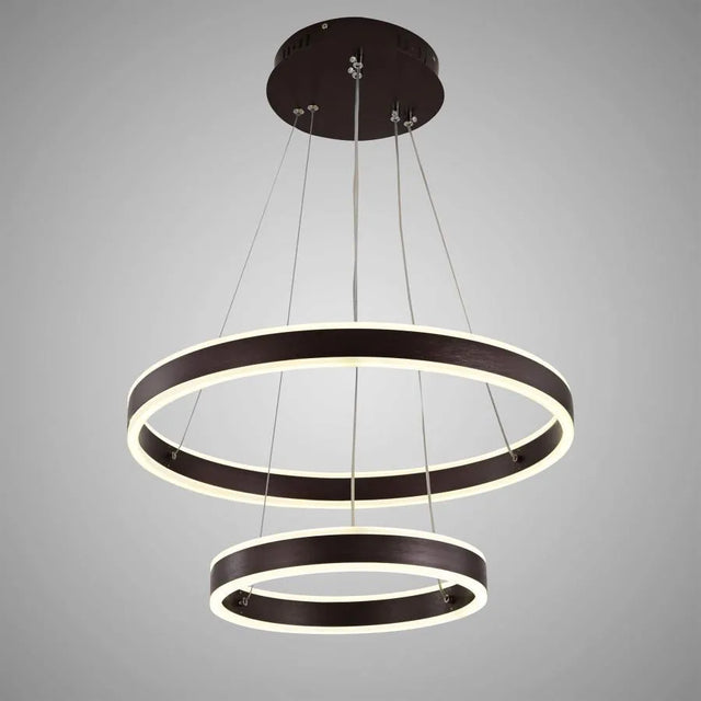 Lustra Led Suspendata Cu Telecomanda Olathe, 2 Cercuri, Lumina Rece/Calda/Neutra, Dimabila - vivimall.ro