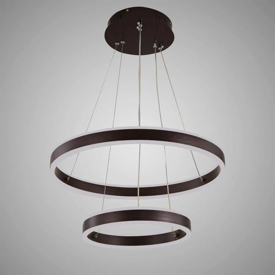 Lustra Led Suspendata Cu Telecomanda Olathe, 2 Cercuri, Lumina Rece/Calda/Neutra, Dimabila - vivimall.ro