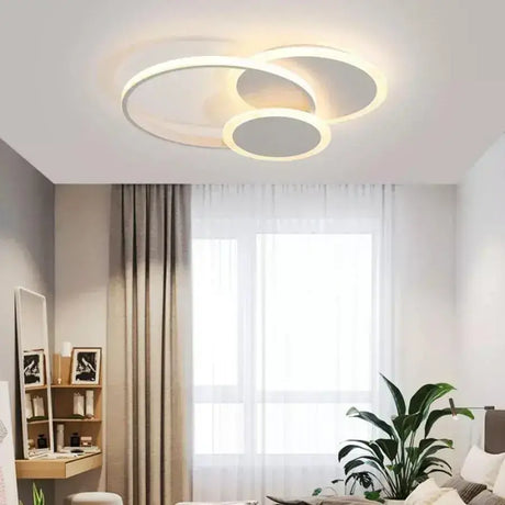 Lustra Led Cu Telecomanda Silvian, 3 Cercuri, Lumina Rece/Calda/Neutra, Dimabila - vivimall.ro