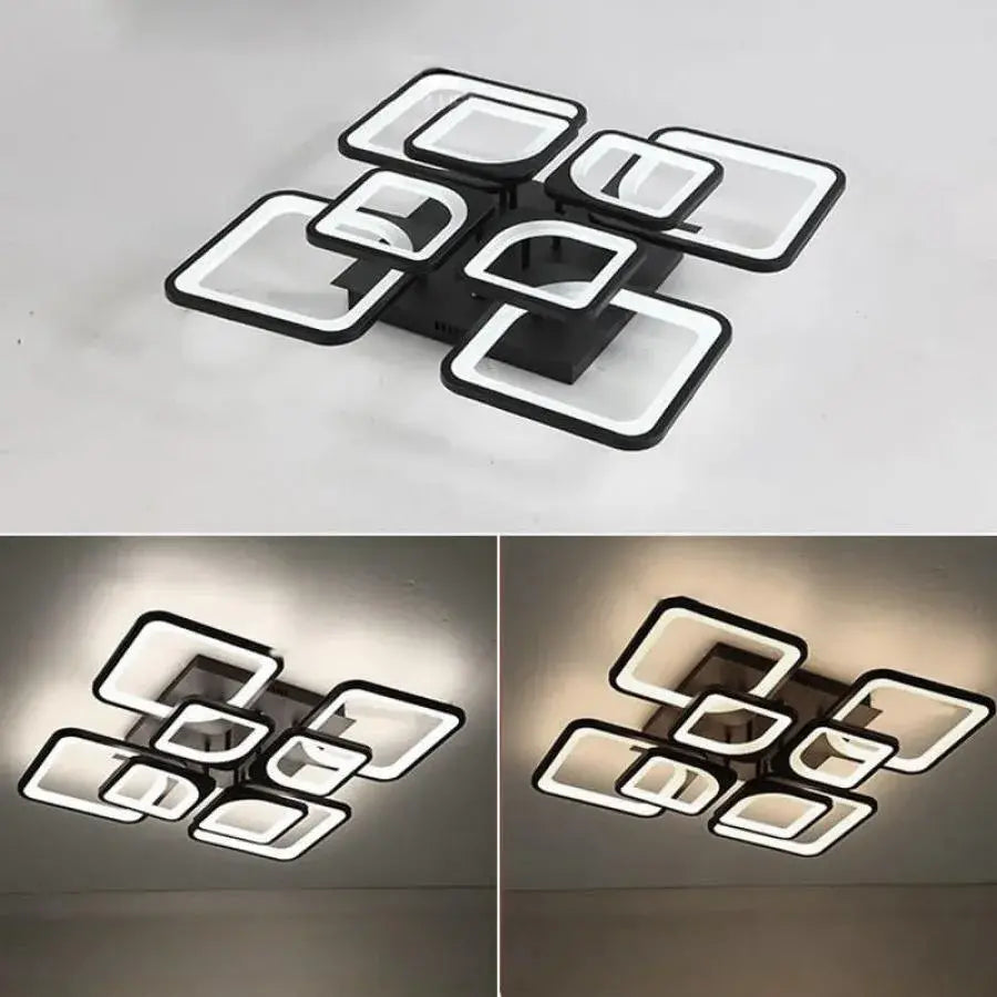Lustra Led Cu Telecomanda Zoe, 8 Patrate, Lumina Rece/Calda/Neutra, Dimabila - vivimall.ro