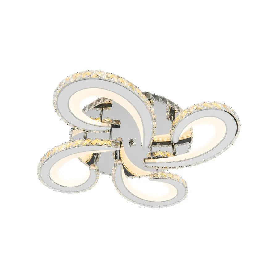 Lustra Led Cu Telecomanda Si Cristal Velen Rgb, 4 Elemente, Lumina Rece/Calda/Neutra, Dimabila - vivimall.ro