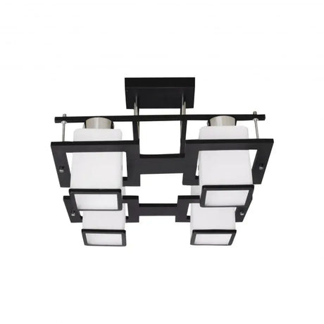 Lustra Clasica Aramis Cu Lemn, Abajur Patrat, 4 X Dulie E27 - vivimall.ro