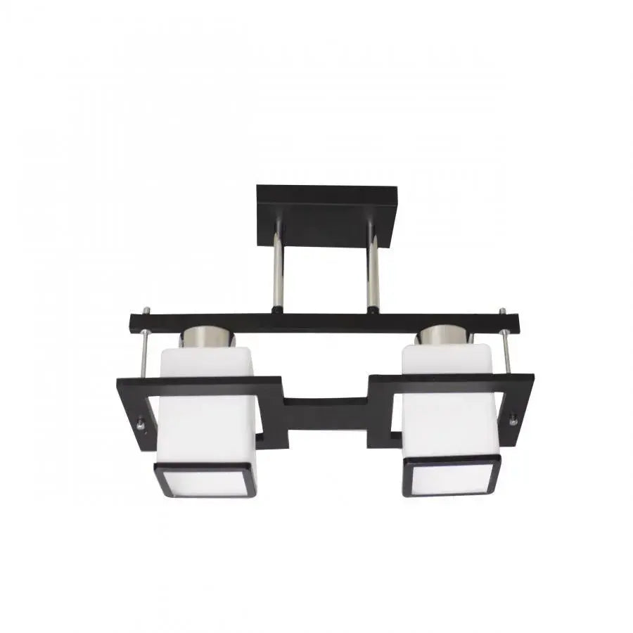 Lustra Clasica Aramis Cu Lemn Abajur Patrat 2X E27 Alb - vivimall.ro