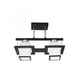 Lustra Clasica Aramis Cu Lemn Abajur Patrat 2X E27 Alb - vivimall.ro