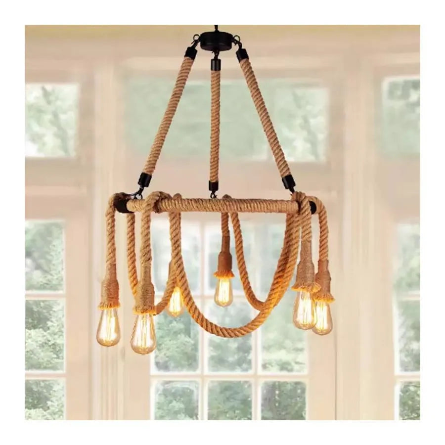 Lustra Snuri Rustic 6X E27 Circulara Franghie Suspendata - vivimall.ro