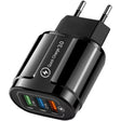Încărcător USB rapid QC3.0 Vivimall, 3 porturi, 18W, design Macarons negru, vedere frontală