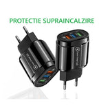Detaliu protecții supraîncălzire și supratensiune încărcător rapid Vivimall QC3.0 negru