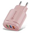 Încărcător rapid Vivimall QC3.0 roz Macarons cu 3 porturi USB, 18W, vedere frontală