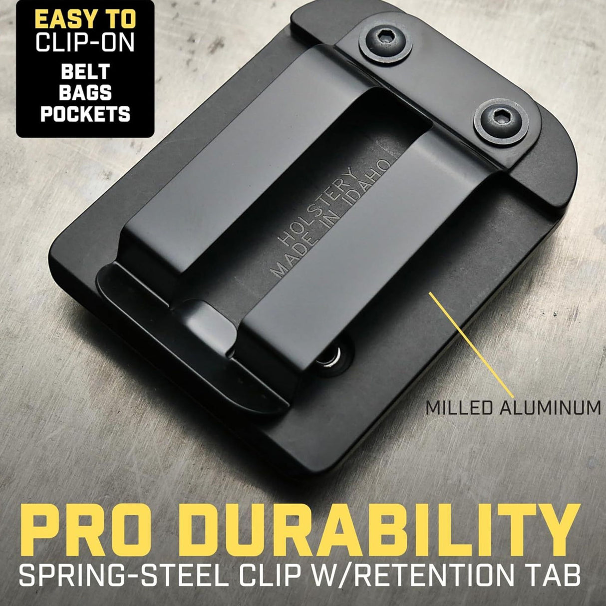 Suport magnetic Flippy 7,7×6,1×2 cm pentru cuie și șuruburi, detaliu clips prindere curea