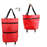 Geanta Pliabila, 2 In 1, Carucior Cu Roti, Pentru Cumparaturi, 19 L, Plastic, 39 X 46 X 12 Cm - vivimall.ro