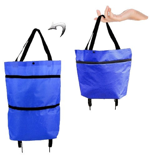 Geanta Pliabila, 2 In 1, Carucior Cu Roti, Pentru Cumparaturi, 19 L, Plastic, 39 X 46 X 12 Cm - vivimall.ro