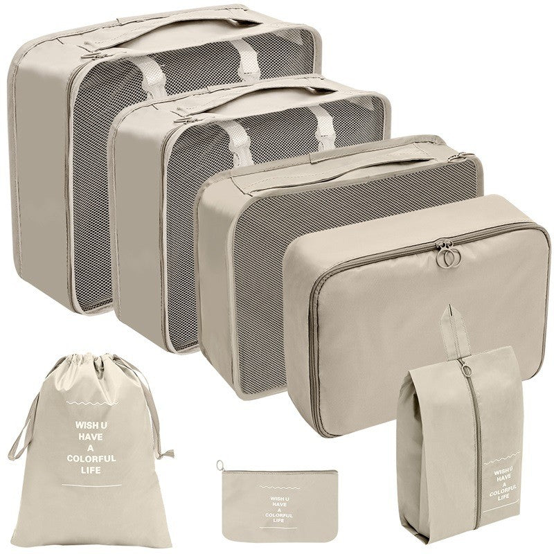 Set 7 Genti De Calatorie, Pentru Depozitare, Compresibile, 7 Dimensiuni, Impermeabile, Design Cu Plasa, Pliabile, Manere Robuste, Fermoar Dublu