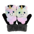 Manusi pentru Copii, Vivimall, din Plus cu Umplutura de Bumbac, Protectie Termica, 24 x 20 x 3 cm, Model Unicorn 3D, Roz/Negru - vivimall.ro
