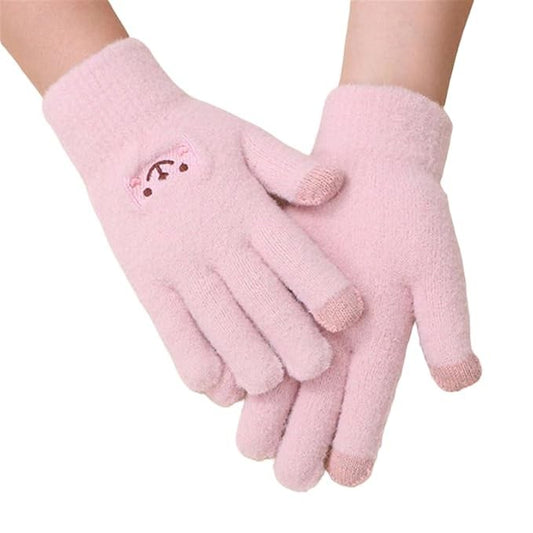 Manusi Dama, Vivimall, Model Fata Zambitoare, Functie Touchscreen (ecran tactil), Material Lana Brodata, Manseta Elastica, Interior Pufos, Marime Universala, Roz - vivimall.ro