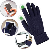 Manusi de Dama, Flippy, Functie Touchscreen (ecran tactil), Material Acril Tricotat, Manseta Elastica, Interior Catifelat, Marime Universala, Albastru Marin - vivimall.ro