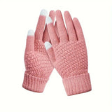 Manusi de Dama, Flippy, Functie Touchscreen (ecran tactil), Material Acril Tricotat, Manseta Elastica, Interior Catifelat, Marime Universala, Roz - vivimall.ro