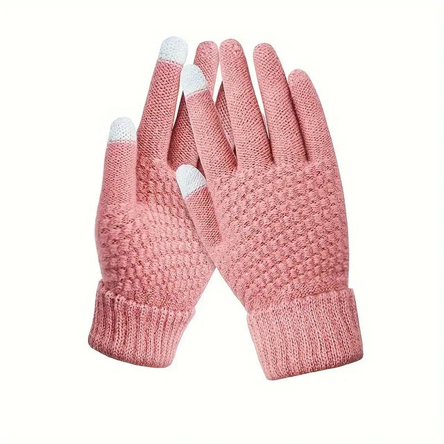 Manusi de Dama, Flippy, Functie Touchscreen (ecran tactil), Material Acril Tricotat, Manseta Elastica, Interior Catifelat, Marime Universala, Roz - vivimall.ro