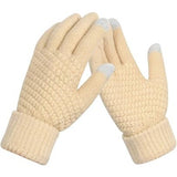 Manusi de Dama, Flippy, Functie Touchscreen (ecran tactil), Material Acril Tricotat, Manseta Elastica, Interior Catifelat, Marime Universala, Bej - vivimall.ro