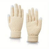 Manusi de Dama, Flippy, Functie Touchscreen (ecran tactil), Material Acril Tricotat, Manseta Elastica, Interior Catifelat, Marime Universala, Bej - vivimall.ro