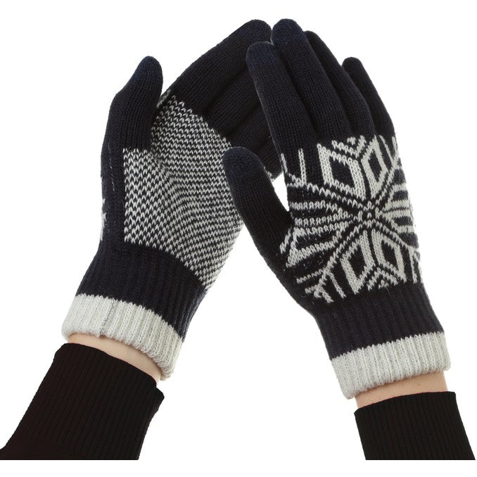 Manusi De Barbat, Functie Touchscreen (Ecran Tactil), Material Acril Tricotat, Manseta Elastica, Interior Catifelat, Marime Universala, Marin - vivimall.ro