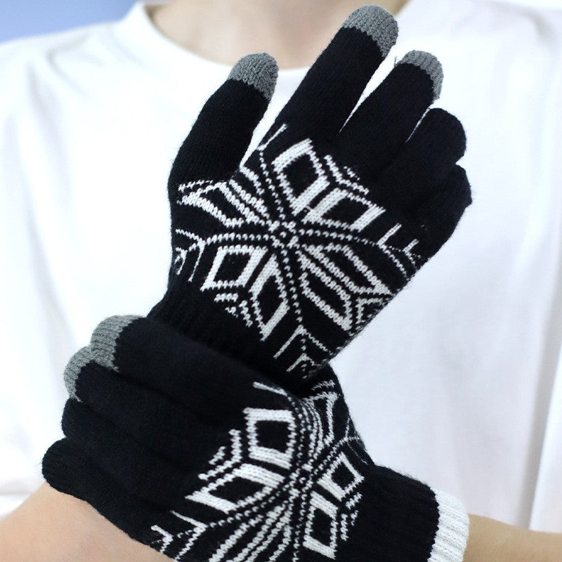 Manusi De Barbat, Functie Touchscreen (Ecran Tactil), Material Acril Tricotat, Manseta Elastica, Interior Catifelat, Marime Universala - vivimall.ro