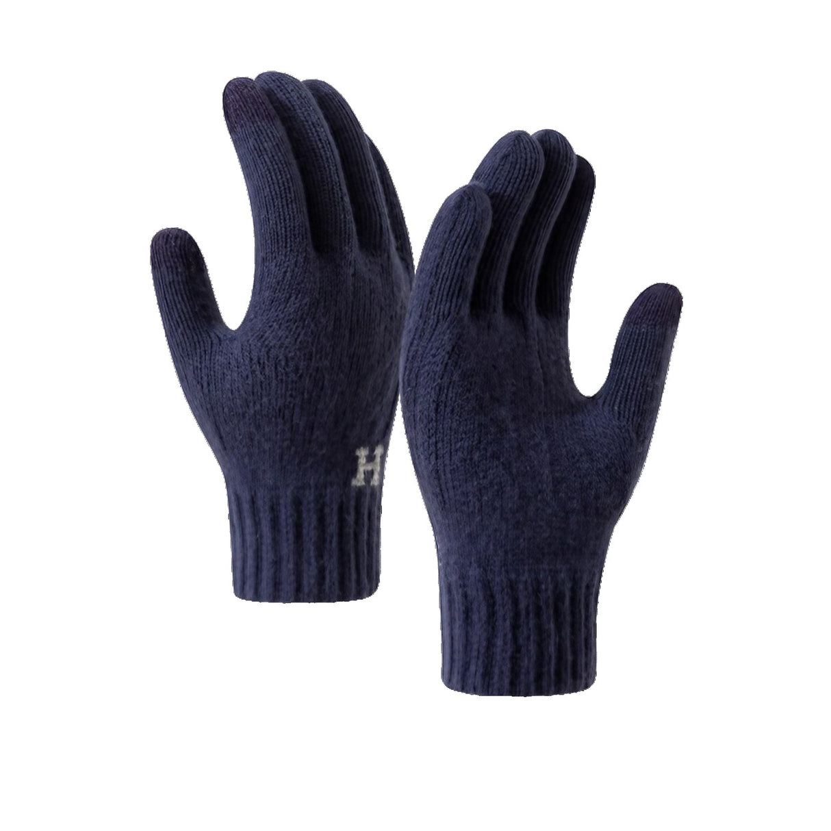 Manusi De Barbat, Functie Touchscreen (Ecran Tactil), Material Acril Tricotat, Manseta Elastica, Interior Catifelat, Marime Universala, Marin - vivimall.ro