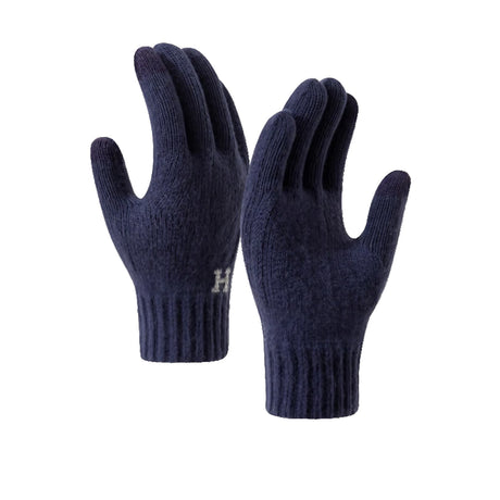 Manusi De Barbat, Functie Touchscreen (Ecran Tactil), Material Acril Tricotat, Manseta Elastica, Interior Catifelat, Marime Universala, Marin - vivimall.ro