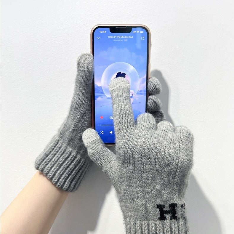 Manusi De Barbat, Functie Touchscreen (Ecran Tactil), Material Acril Tricotat, Manseta Elastica, Interior Catifelat, Marime Universala - vivimall.ro