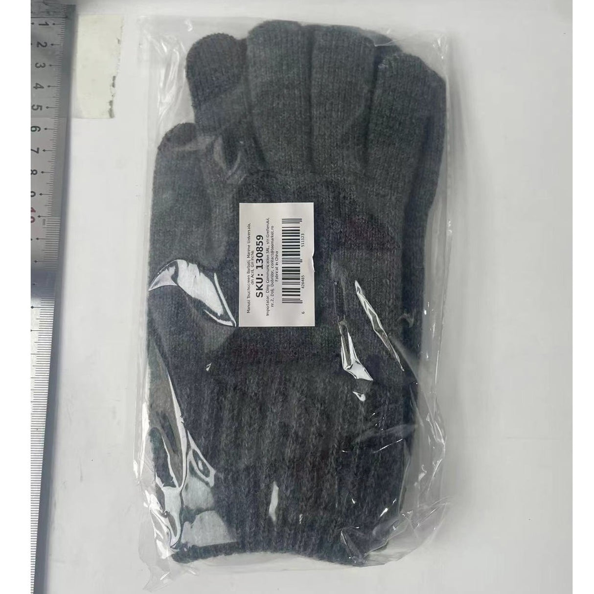 Manusi De Barbat, Functie Touchscreen (Ecran Tactil), Material Acril Tricotat, Manseta Elastica, Interior Catifelat, Marime Universala, Inchis - vivimall.ro
