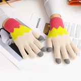 Manusi de Dama, Flippy, Model Ondulat, Functie Touchscreen (ecran tactil), Material Acril Tricotat, Manseta Elastica, Interior Catifelat, Marime Universala, Galben/Roz - vivimall.ro