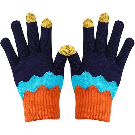 Manusi De Dama, Functie Touchscreen (Ecran Tactil), Material Acril Tricotat, Manseta Elastica, Interior Catifelat, Marime Universala, /Albastru - vivimall.ro