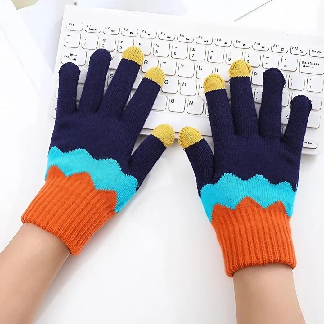 Manusi De Dama, Functie Touchscreen (Ecran Tactil), Material Acril Tricotat, Manseta Elastica, Interior Catifelat, Marime Universala, /Albastru - vivimall.ro