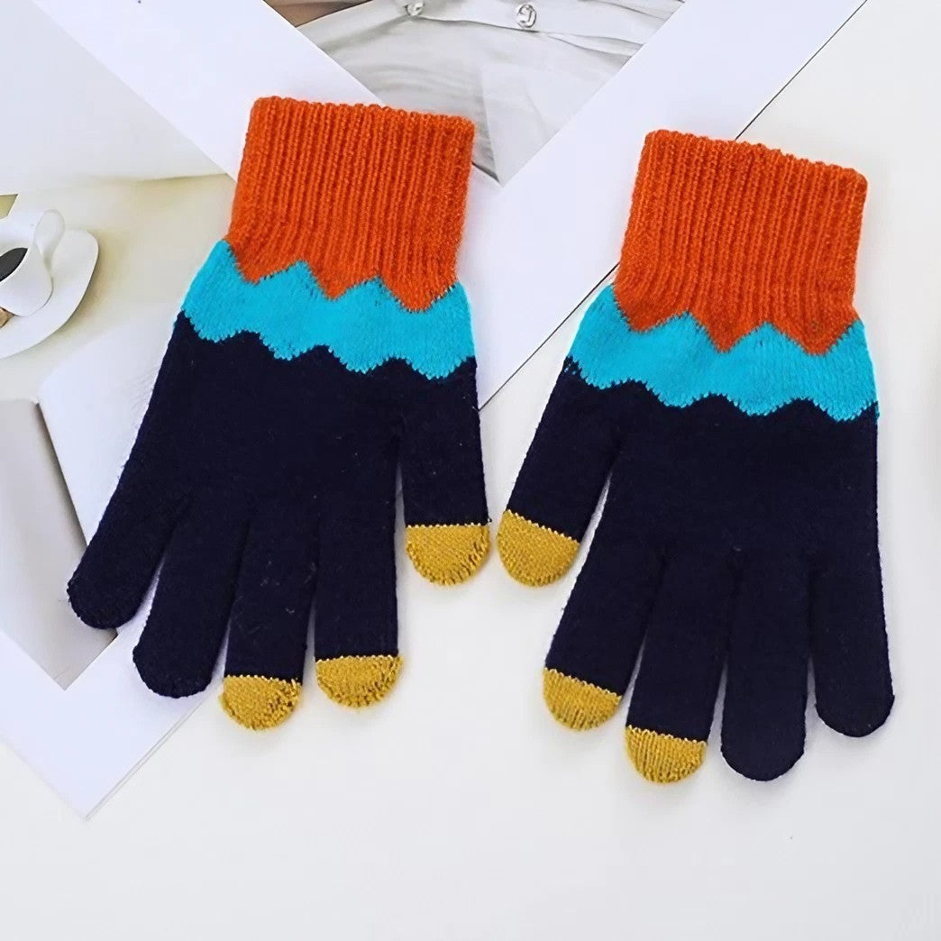 Manusi De Dama, Functie Touchscreen (Ecran Tactil), Material Acril Tricotat, Manseta Elastica, Interior Catifelat, Marime Universala, /Albastru - vivimall.ro