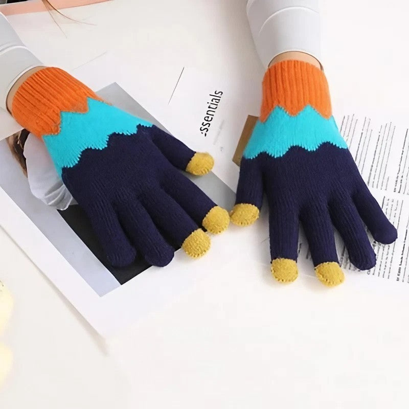 Manusi De Dama, Functie Touchscreen (Ecran Tactil), Material Acril Tricotat, Manseta Elastica, Interior Catifelat, Marime Universala, /Albastru - vivimall.ro