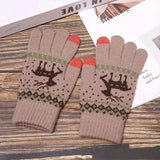 Manusi de Dama, Flippy, Model Ren, Functie Touchscreen (ecran tactil), Material Acril Tricotat, Manseta Elastica, Interior Catifelat, Marime Universala, Kaki - vivimall.ro