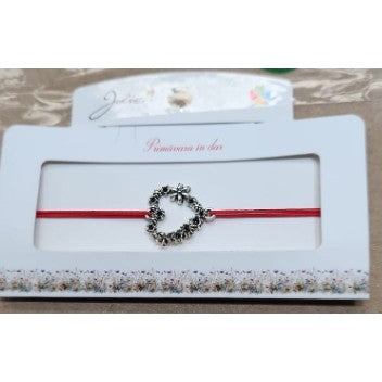 Martisor Bratara Cu 2 Noduri Elastica, Inima Cu Flori - vivimall.ro