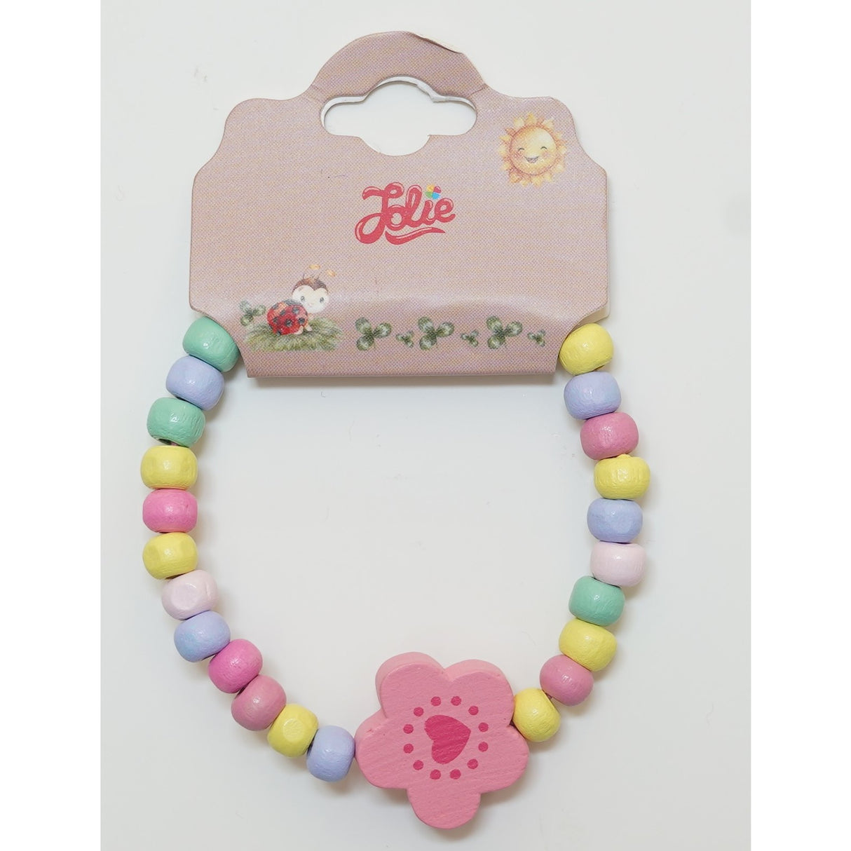 Martisor Bratara Curcubeu pentru Copii, Elastica, din Lemn, Model 7 - vivimall.ro