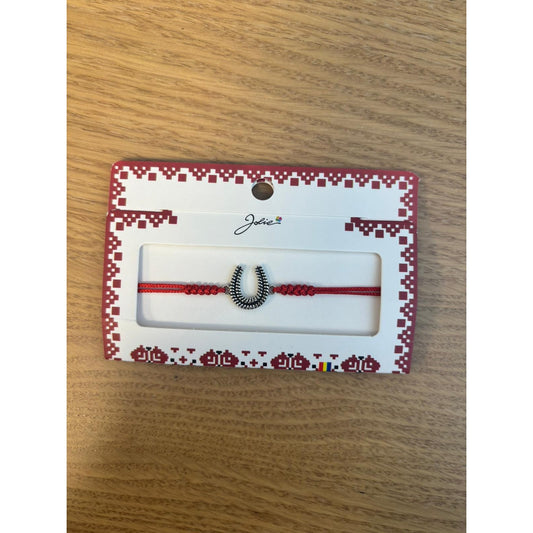 Martisor Bratara Impletita cu Pandantiv Metalic, Model Potcoava - vivimall.ro