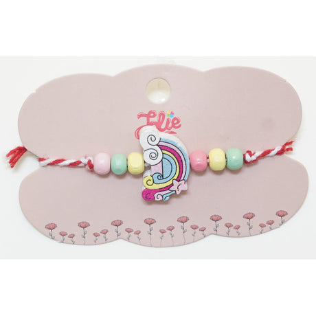 Martisor Bratara Multicolora pentru Copii, din Lemn si Textil, Model 11 - vivimall.ro