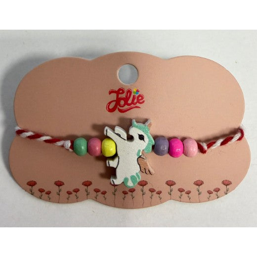 Martisor Bratara Multicolora pentru Copii, din Lemn si Textil, Model 16