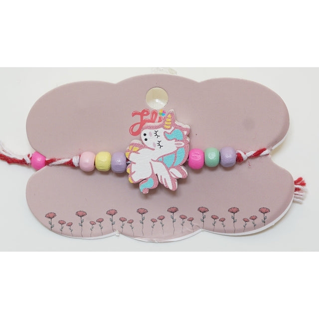 Martisor Bratara Multicolora pentru Copii, din Lemn si Textil, Model 3 - vivimall.ro