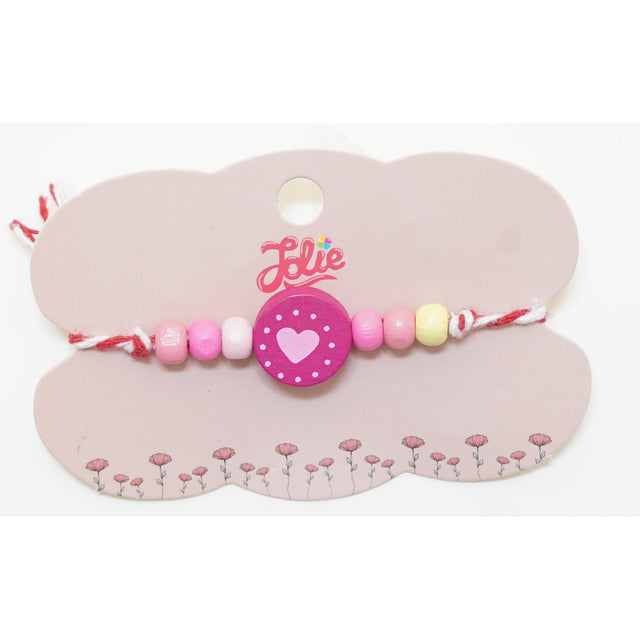 Martisor Bratara Multicolora pentru Copii, din Lemn si Textil, Model 9 - vivimall.ro