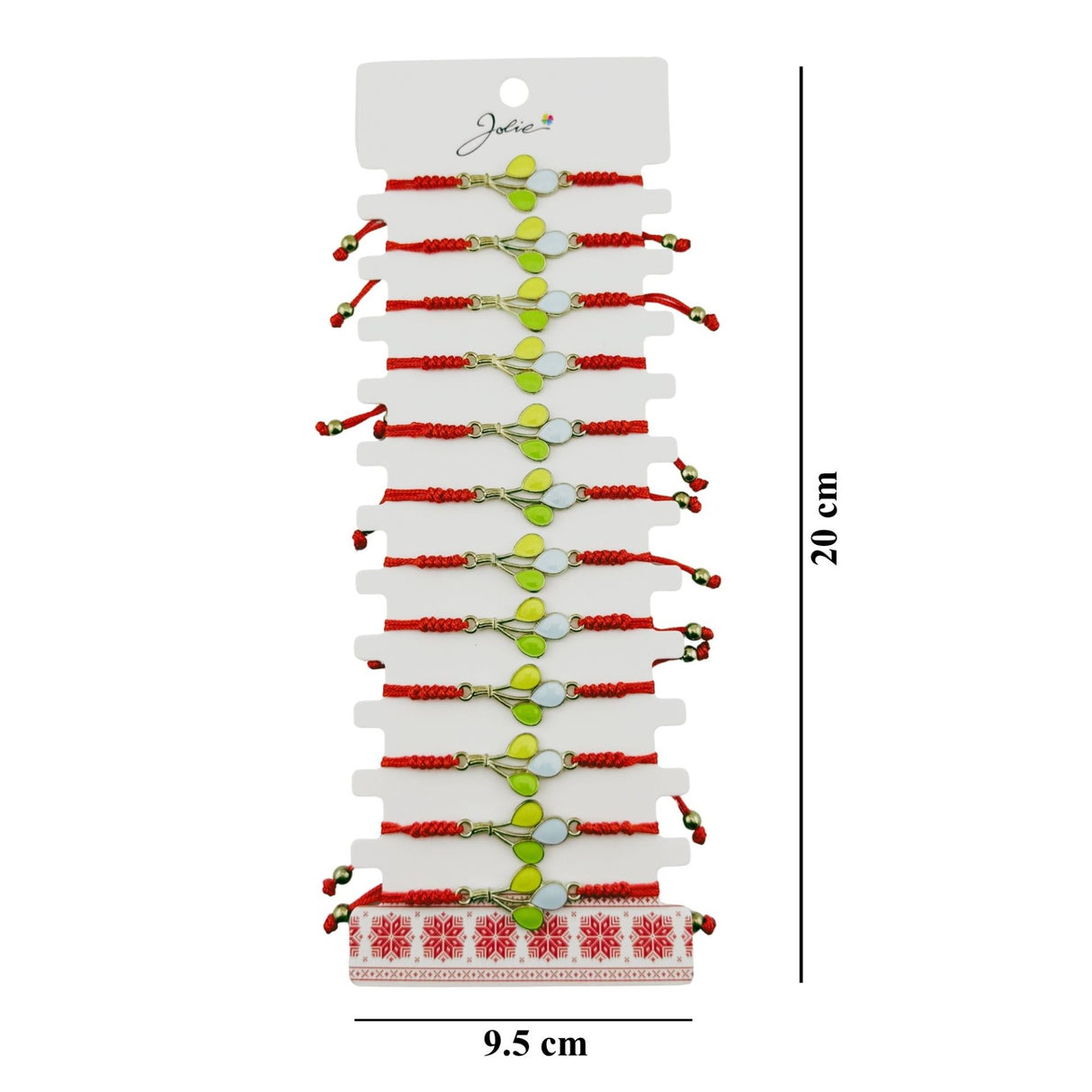 Brățară mărțișor Jolie purtată pe încheietură, model Balonașe Colorate, șnur roșu împletit reglabil