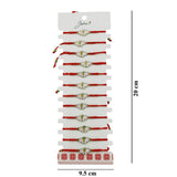 Brățări mărțișor Jolie model Fluture Vesel expuse pe suport, set 12 bucăți, șnur roșu mătăsos, prezentare elegantă