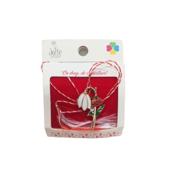 Martisor Brosa Ghiocel Cu Buburuza Model B-8 - vivimall.ro