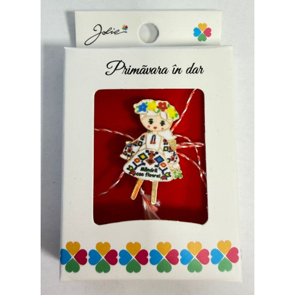 Martisor Brosa Mica in Cutie, Dimensiune Brosa 2.5-3 cm, Material Metal, Model 1 - vivimall.ro