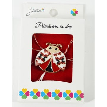 Martisor Brosa Mica in Cutie, Dimensiune Brosa 2.5-3 cm, Material Metal, Model Buburuza Traditionala - vivimall.ro