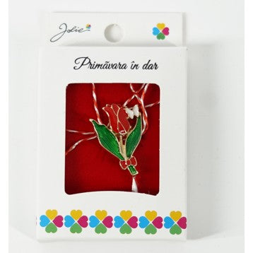 Mărțișor broșă model lalea din metal, dimensiune 2.5-3 cm, în cutie cadou elegantă, vedere frontală